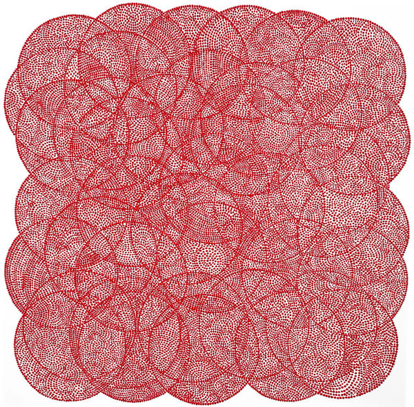 Red Spike Oil on Canvas Painting by Jennifer Pinder