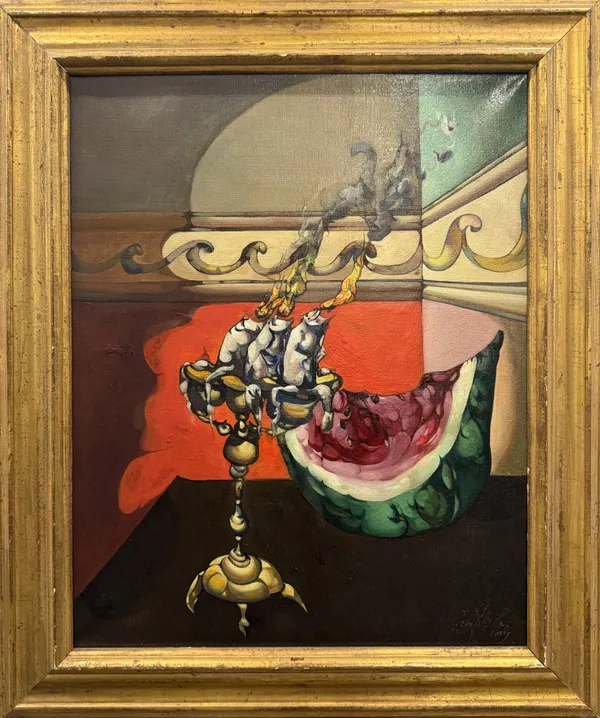 Flaming Candles and Melon, 1959 30 x 24 in Oil on canvas