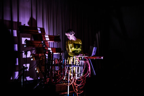 Ragnhild May performs at the opening of Marguerite Humeau's exhibition 'Torches'