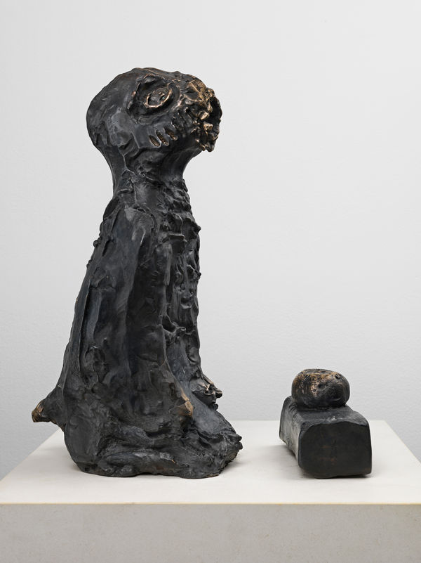 Ali Banisadr The Alchemist, 2025 bronze 15 3/4 x 9 x 6 1/4 inches, figure 40 x 22.9 x 15.9 cm 3 3/4 x 7 1/8 x 2 3/4 inches, base 9.5 x 18.1 x 7 cm Edition of 8 + 2 APs