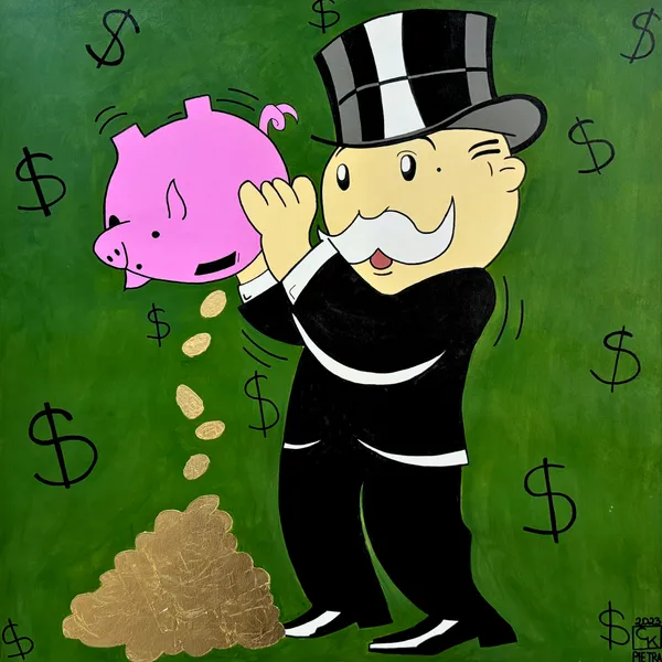 Money Penny, 2025 Cleopatra Kimmerle Acrylic and Gold on Canvas 80 × 80 cm