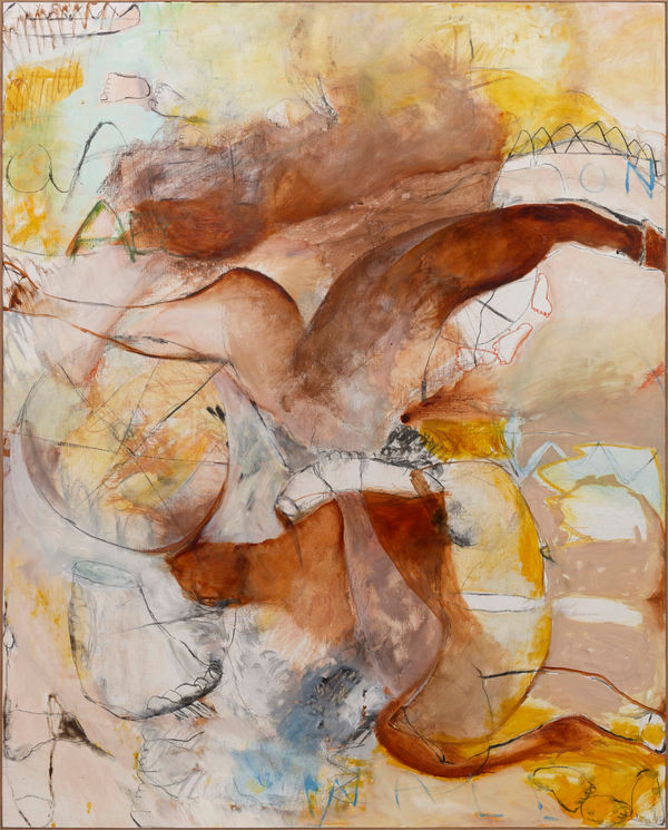 Lydia Janssen Topsy Turvy, 2017 Oil, Chalk, Pastel and Charcoal on Linen 153h x 123w cm