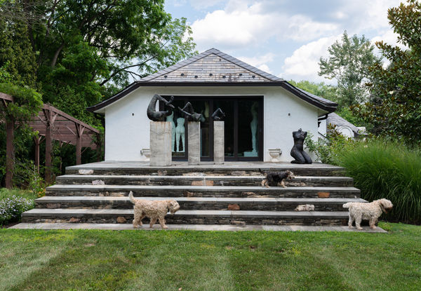 Private gallery with artist's Irish Wheaten Terriers