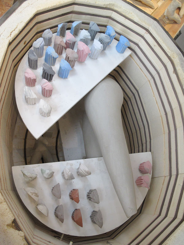 Test firing glazes in the kiln