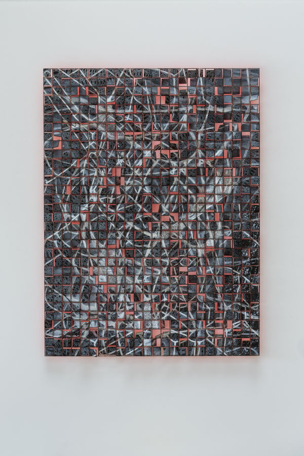 Jacqueline Duncan Volcanic, 2024 acrylic and ink on paper, pins £2800