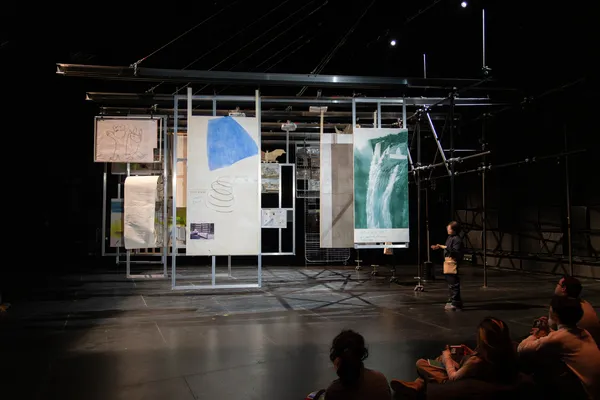 Jewyo Rhii, Wing Theater, 2026, in staging grounds, EMPAC at RPI, Troy, New York. Commissioned by EMPAC—Curtis R. Priem Experimental Performing Art Center at Rensselaer Polytechnic Institute, Troy, NY. Courtesy of artist and EMPAC. Photo: Michael Valiquette/EMPAC.