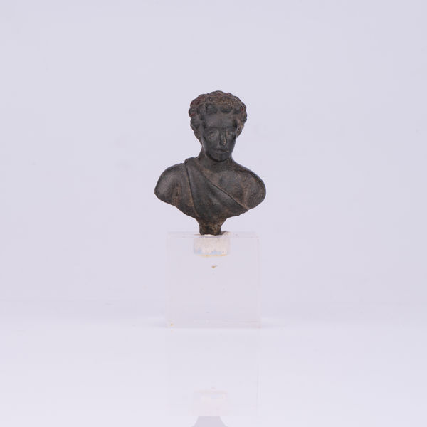 A draped bronze bust, possibly depicting young Commodus, 176-192 AD