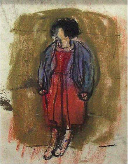 Girl in Red Dress by Joan Eardley