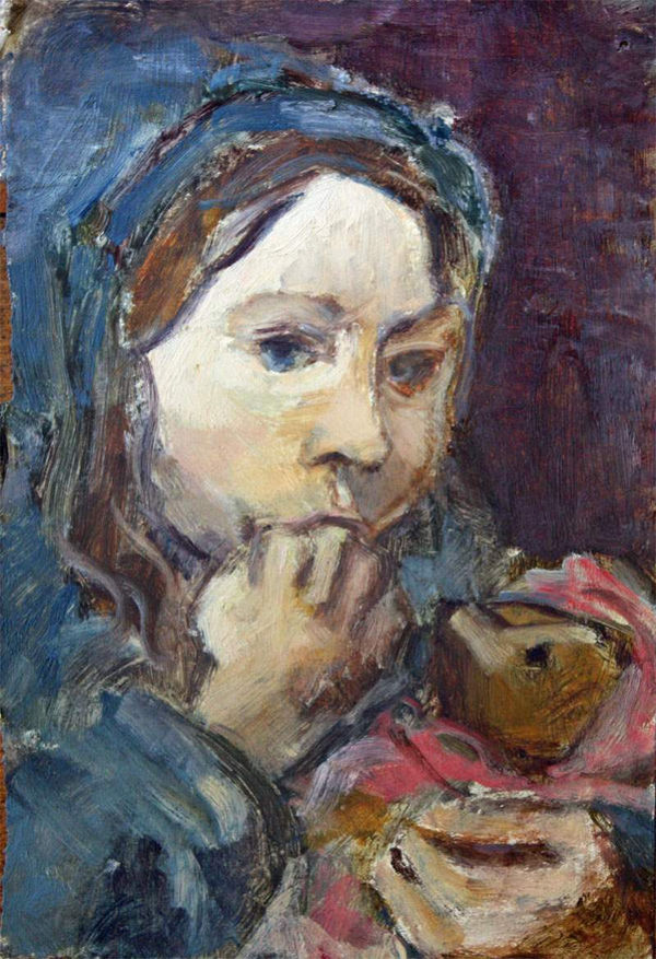 Girl with Teddy Bear by Eva Frankfurther