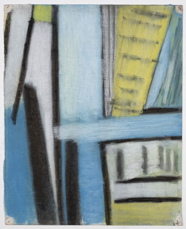 Drawing, c. 1953, coloured chalk on paper, 35 x 28cm. The Gustav Metzger Foundation