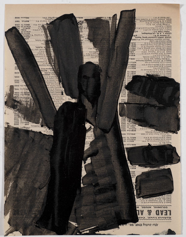 Untitled (London phone book series), c.1957-58, oil on paper, 17.5 x 20.7cm. The Gustav Metzger Foundation