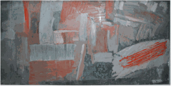 Painting on Galvanised Steel, 1958, oil on steel,110 x 210 cm. Private Collection