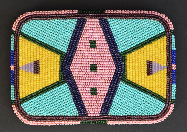 Beaded Belt Buckle by Maynard White Owl Lavadour, c. 1990