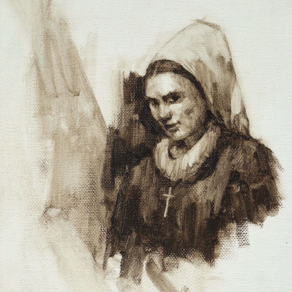 Gwerful Mechain (Well Thumbed 9), oil on panel