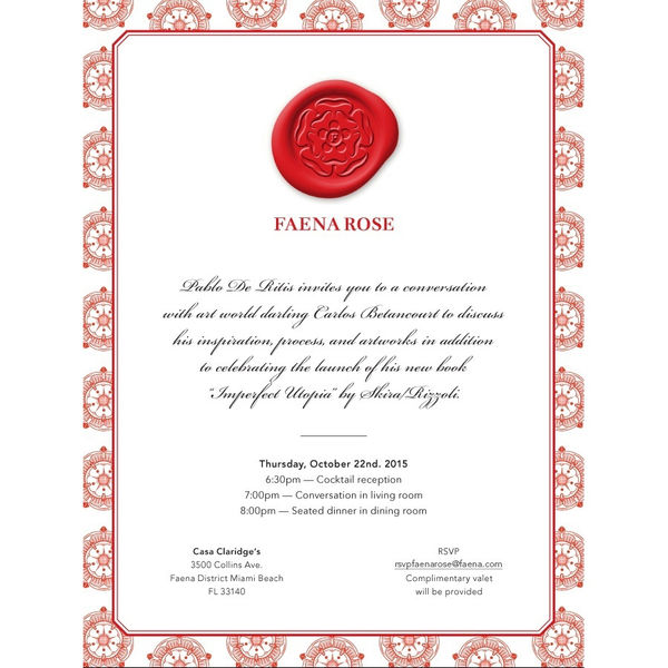 Book Launch dinner and conversations FAENA Rose