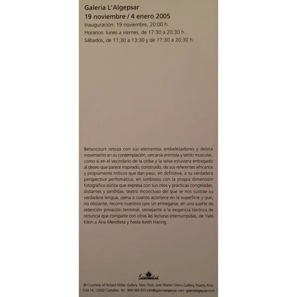 Carlos Betancourt Galerie Algespar Castellon Spain