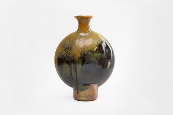 Joseph Bull, Wood Fired Bottle Form, Tien Mu Shan Glaze, 2020