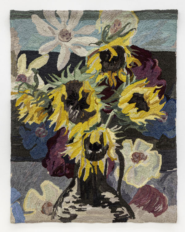 Heather Goodchild, Sunflowers With Lorna's Rug, 2024