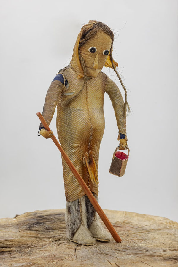 Artist Unknown (Bethel, Alaska) , Yup’ik Doll Made From A Salmon (Standing Figure of a Berry Picker) , late 20th century