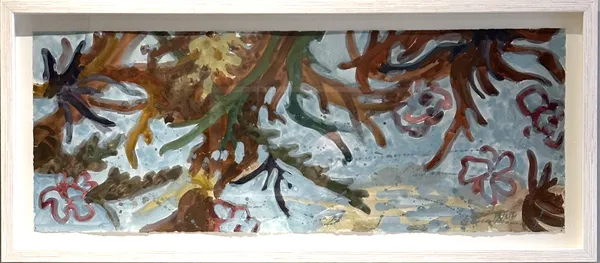 A Momentary Whisper - Seaweed, 2025 Mary Blue Gouache on paper Framed 34 x 82 x 3.5 cm