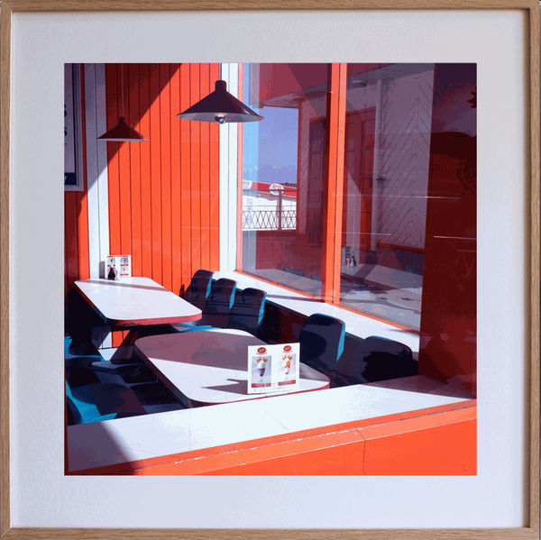 Britannia Cafe, Great Yarmouth, 2021 Debby Besford Giclée print, 300gsm archival fine art paper. Genuine Epsom light-resistant, pigment-based inks. Matt finish Framed 50cm x 50cm Limited edition of 20