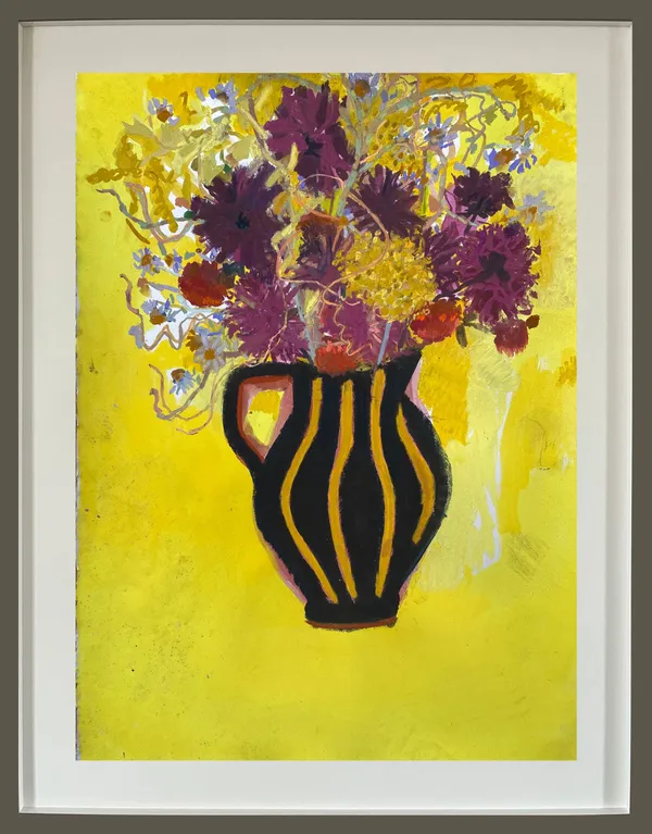 The Italian Jug, 2024 Elizabeth Merriman Chalk pastel, gouache, watercolour and pencil crayons Framed (Wooden, painted warm grey) 91 x 72 x 4 cm