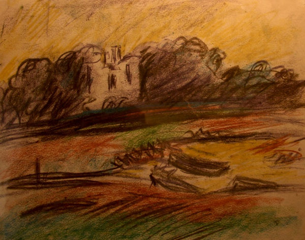 Welsh Landscape, 1950s Pastel on paper– double sided 10 x 12 inches (25.5 x 30.5cm) signed right and left and on reverse bottom right