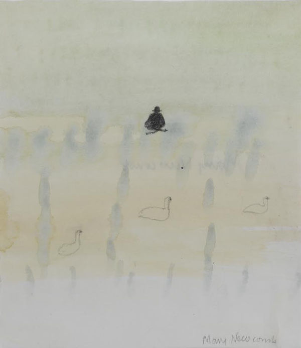 Mary Newcomb, Man in a Hat watching Swans