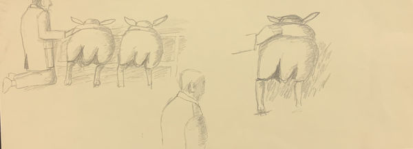 Mary Newcomb, Sheep with two men