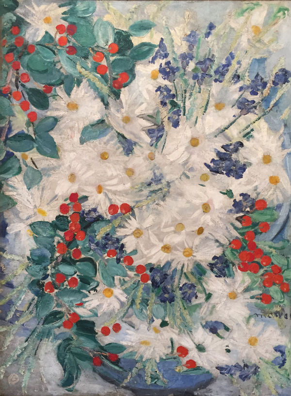 Jacqueline Marval, Still Life, Spray of Flowers, Marguerites and Red Berries
