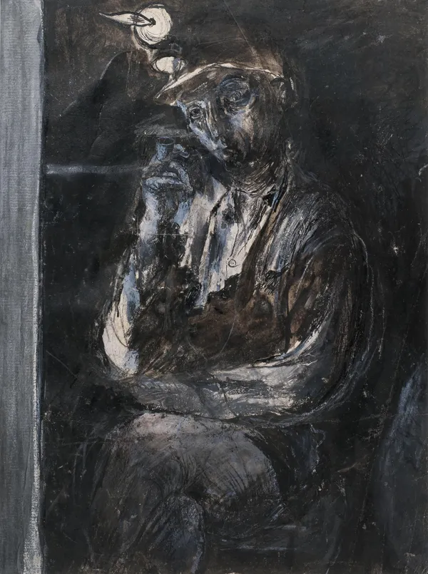 Graham Sutherland, Tin Mine: Miner resting in a wall cavity, 1942