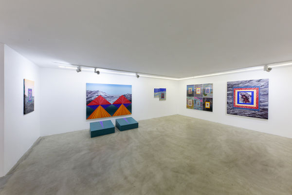 Installation View of Here, We Can Stay For A While a solo presentation of works by Farbod Elkaee.