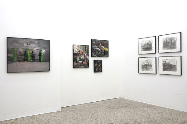 Installation view of Right About Here a group presentation of photographs by Arash Hanaei, Alborz Kazemi, Newsha Tavakolian, Sina Shiri, Maryam Takhtkeshian, and Mehran Mohajer.