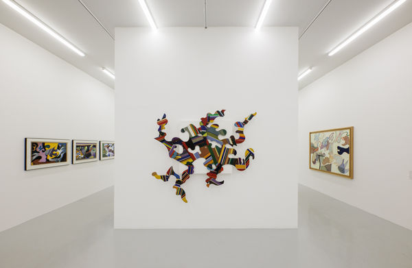 Installation view of Mohsen Vaziri Moghaddam > 100 a solo show of works by Mohsen Vaziri Moghadam.