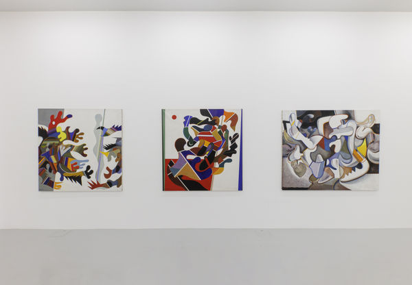 Installation view of Mohsen Vaziri Moghaddam > 100 a solo show of works by Mohsen Vaziri Moghadam.