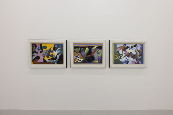 Installation view of Mohsen Vaziri Moghaddam > 100 a solo show of works by Mohsen Vaziri Moghadam.