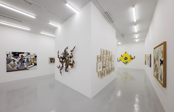 Installation view of Mohsen Vaziri Moghaddam > 100 a solo show of works by Mohsen Vaziri Moghadam.