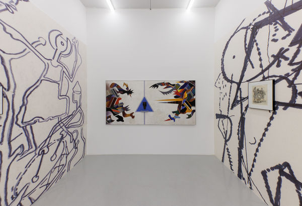 Installation view of Mohsen Vaziri Moghaddam > 100 a solo show of works by Mohsen Vaziri Moghadam.