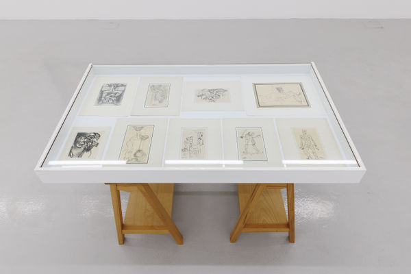 Installation view of Mohsen Vaziri Moghaddam > 100 a solo show of works by Mohsen Vaziri Moghadam.