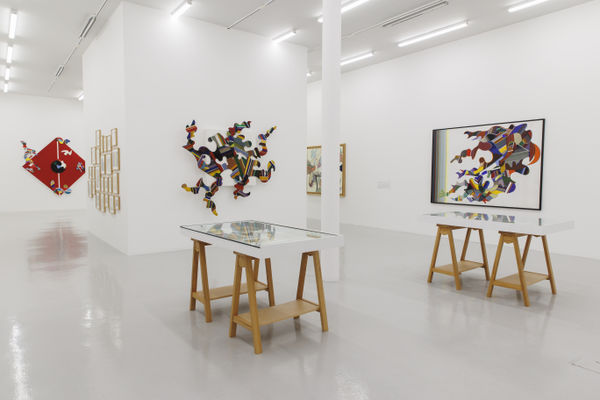 Installation view of Mohsen Vaziri Moghaddam > 100 a solo show of works by Mohsen Vaziri Moghadam.
