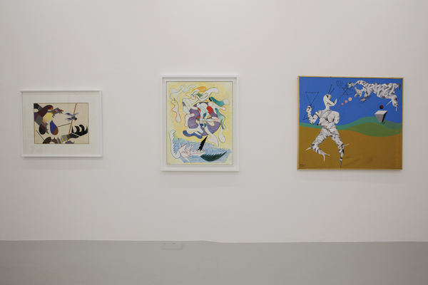 Installation view of Mohsen Vaziri Moghaddam > 100 a solo show of works by Mohsen Vaziri Moghadam.