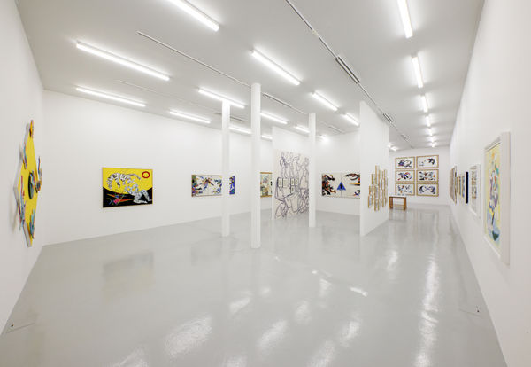 Installation view of Mohsen Vaziri Moghaddam > 100 a solo show of works by Mohsen Vaziri Moghadam.