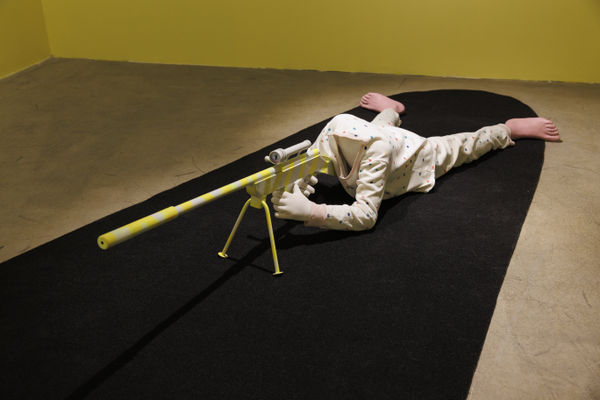 Installation View of Temptation of Green Gloves a solo exhibition of works by Rana Dehghan.