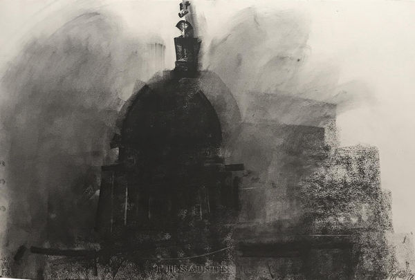 St Paul’s Cathedral from the Old Clifford Chance Building, 1988 Charcoal on paper 56 x 76cm