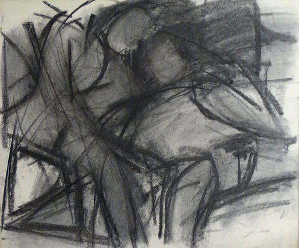 Lovers Study No. 4, c. 1970 Charcoal on paper 55.9 x 76.2cm