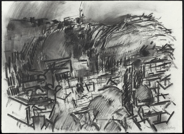 Jerusalem: Mount of Olives + Dome of the Rock from Petra Hotel, 1994 Charcoal on paper 55.5 x 76.5cm