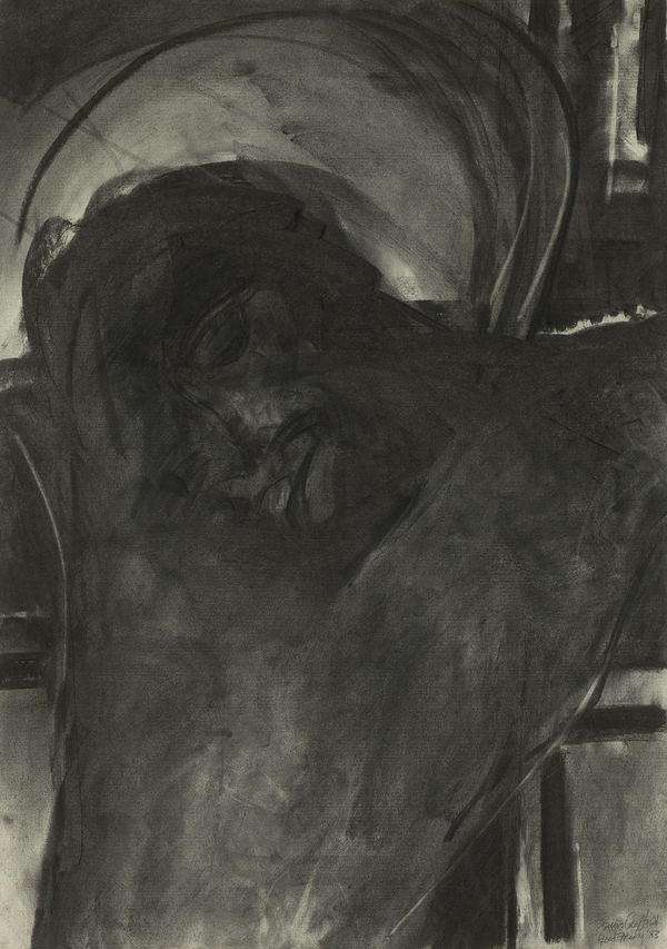 Christ Crucified (after Cimabue), 1983 Charcoal on paper 83 x 58cm Private collection