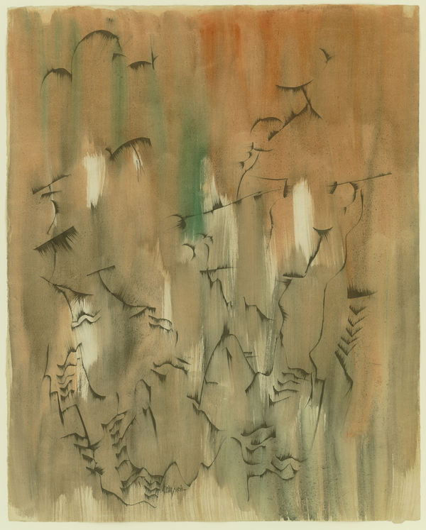 Norman Lewis, PD-9 (abstraction, brown & green), c. 1957