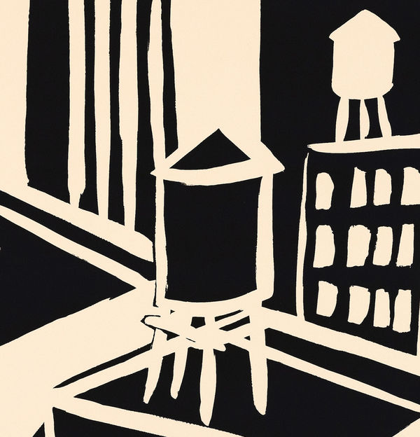 Tom Slaughter Durham Press Through the Years Viewing Room, Cityscape screenprint edition close up