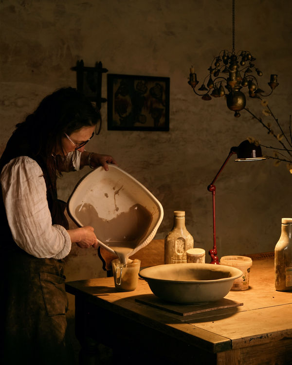A moment of quiet at the kitchen table after the children have gone to school